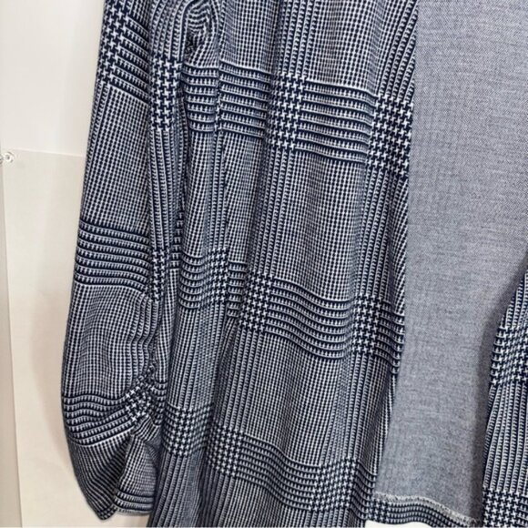 Tart Women’s XL Navy White Houndstooth Blazer Open Cardigan Sweater Pockets - Picture 6 of 10